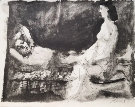 Estêncil Picasso - Homme couché et femme assise