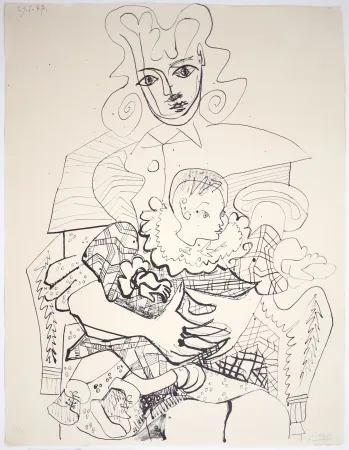 Litografia Picasso - Ines et son Enfant
