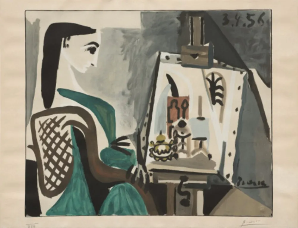 Litografia Picasso - Jacqueline à l'Atelier (Jacqueline at the Easel)
