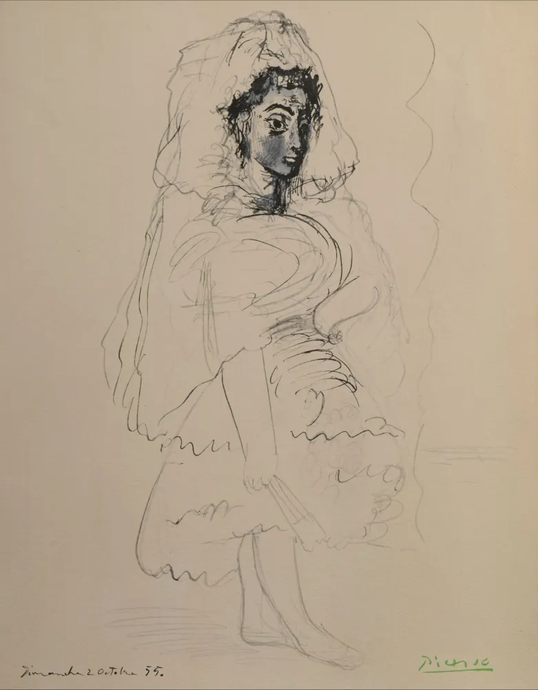 Estêncil Picasso - Jacqueline en Espagnole - La flûte double