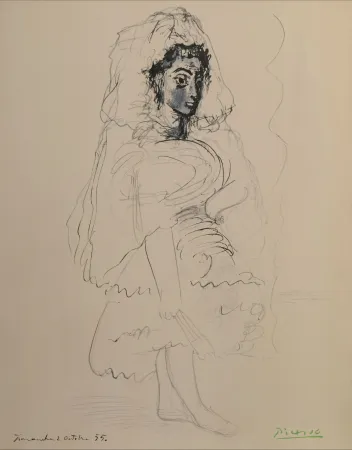 Estêncil Picasso - Jacqueline en Espagnole - La flûte double
