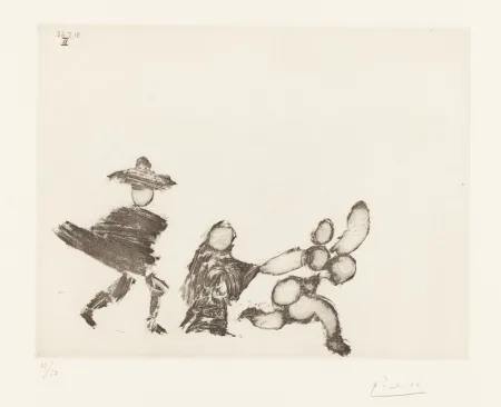 Água-Forte Picasso - Jeune fille fuyant, avec la célestine et un jeune homme