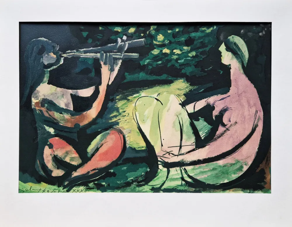 Estêncil Picasso - Joueur de diaule et nu