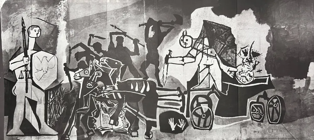 Litografia Picasso - La Guerre et la Paix Rouge Collotype