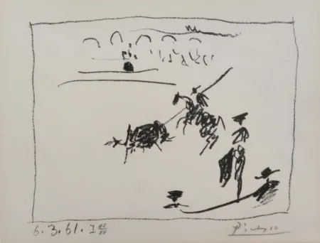 Litografia Picasso - La Pique, from A los toros avec Picasso