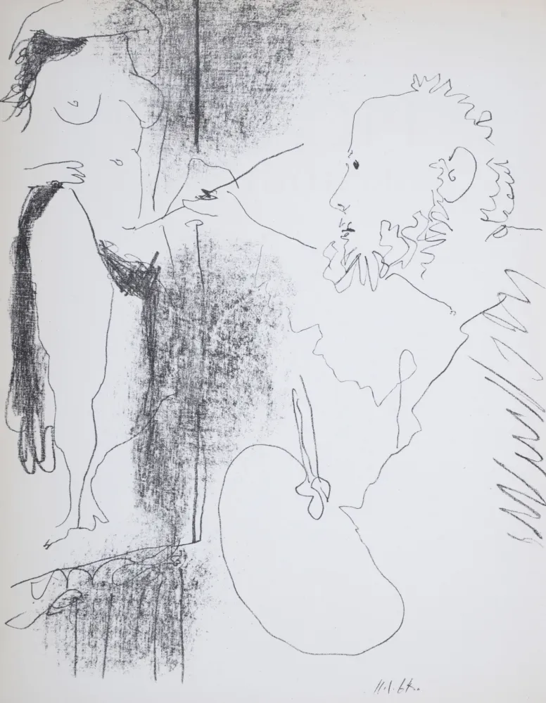 Litografia Picasso - Le Peintre et son Modèle, 1964