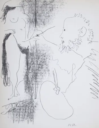 Litografia Picasso - Le Peintre et son Modèle, 1964