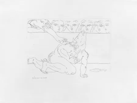 Gravura Picasso - Minotaure mourant et jeune fille pitoyable