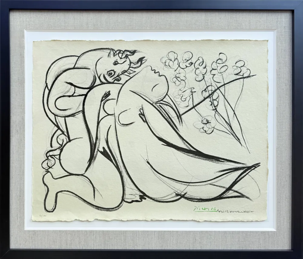 Litografia Picasso - Minoutaure et nue