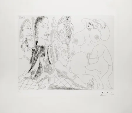 Gravura Picasso - Mousquetaire, Abbé en Priére, Vieillard a la Chouette Et Odalisque: Méduse, Vierge ou Smple Femme?