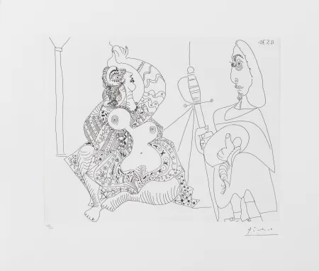 Gravura Picasso - MOUSQUETAIRE ET ODALISQUE, MEDUSE, (BLOCH 1902) – etching – 1970