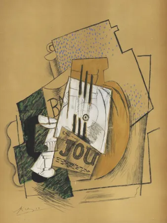 Estêncil Picasso - Nature Morte Papiers collés (1912) de l'album : Douze Contemporains par J. Lassaigne (1959)
