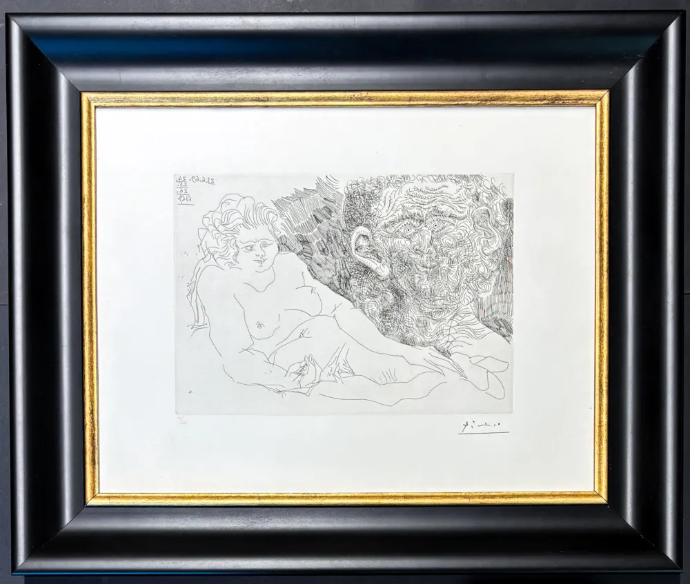 Gravura Picasso - Pablo Picasso (1881–1973) - VIEUX PEINTRE ET VIEUX MODELE - etching on paper