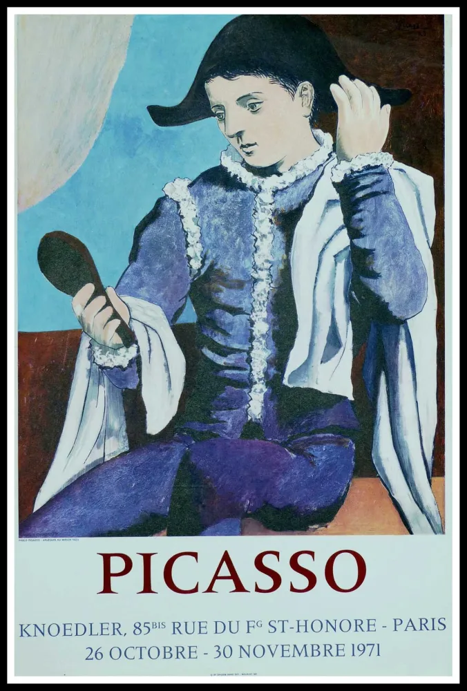 Cartaz Picasso - PABLO PICASSO GALERIE KNOEDLER L'ARLEQUIN AU MIROIR 