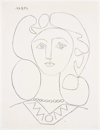 Litografia Picasso - Pablo Picasso- La Femme au Collier, Portrait of Françoise, 1947