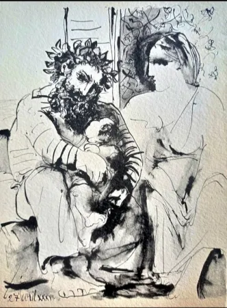Estêncil Picasso - Pablo Picasso, The Family, Original Lithograph on Arches Paper, 1967
