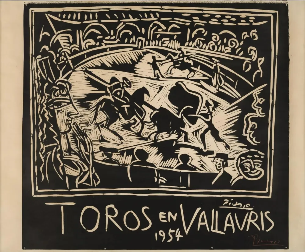 Linogravura Picasso - Pablo Picasso Toros en Vallauris 1954 Linocut / Signed