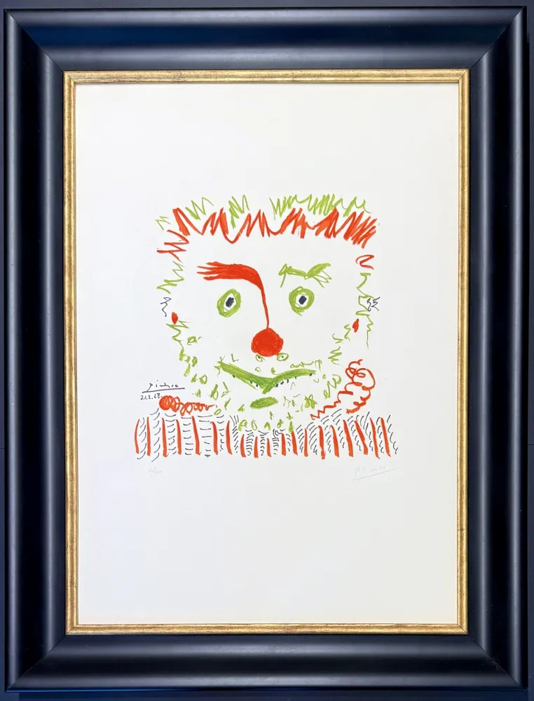 Litografia Picasso - Pablo Picasso(1881–1973) – Clown – Color lithograph on Arches paper – 1968