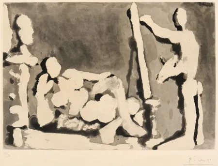 Água-Tinta Picasso - Painter and Model with a Sculpture. II