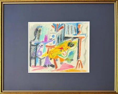 Litografia Picasso - Peintre et modèle