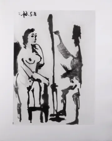 Água-Tinta Picasso - Peintre et modèle accoudé, 1966 - A fantastic original  etching (Aquatint) by the Master!