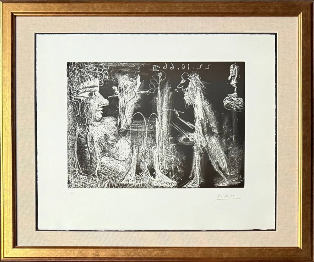 Água-Forte E Água-Tinta Picasso - Peintre et modèle au fume-cigarette