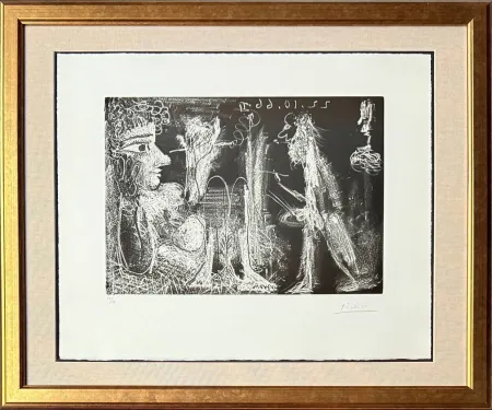 Água-Forte E Água-Tinta Picasso - Peintre et modèle au fume-cigarette