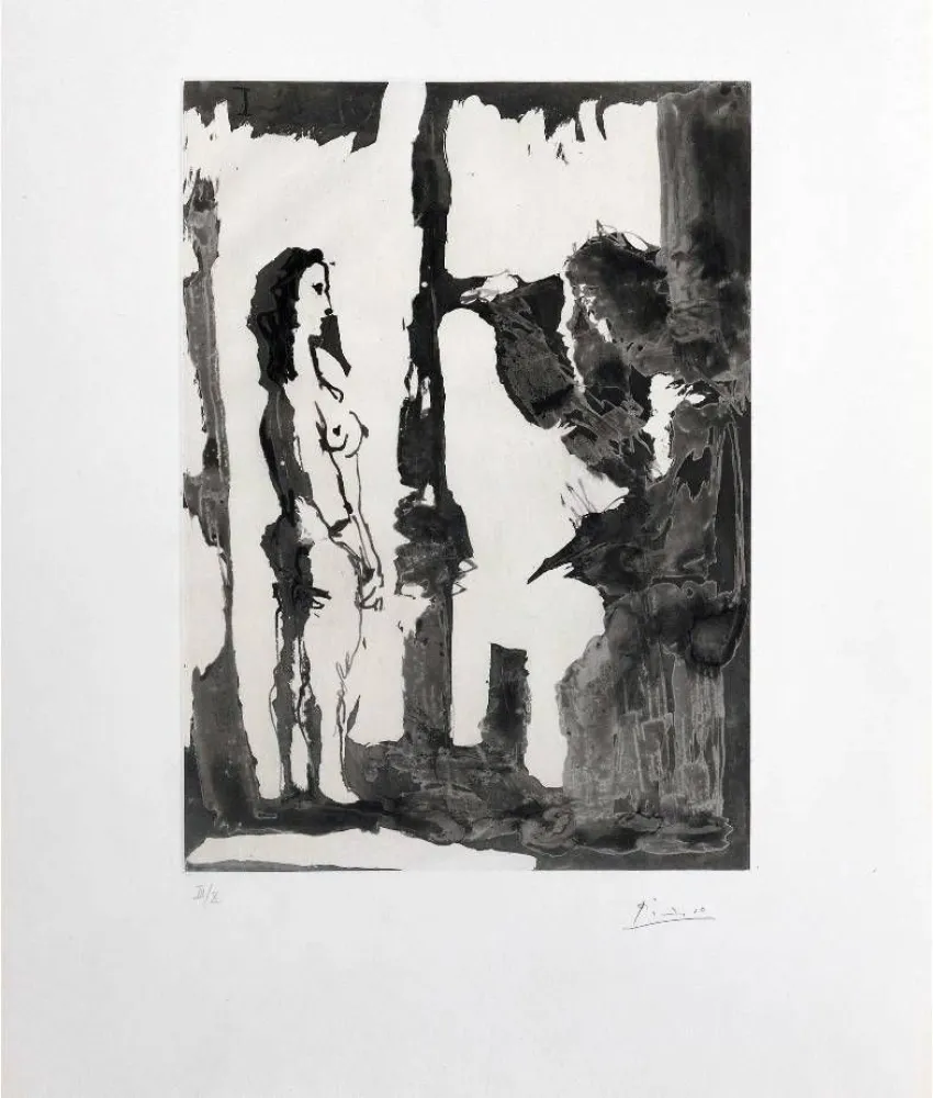 Água-Forte E Água-Tinta Picasso - Peintre et modèle aux cheveux longs