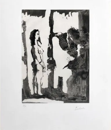 Água-Forte E Água-Tinta Picasso - Peintre et modèle aux cheveux longs