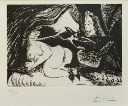 Água-Tinta Picasso - Peintre peignant la nuque de son jeune modele