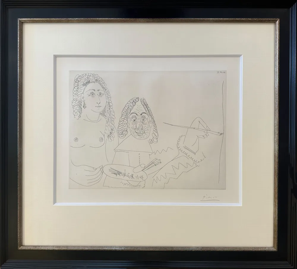 Gravura Picasso - Peintre Rembranesque ave son Modèle