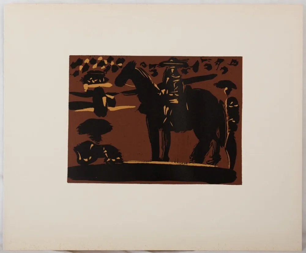 Linogravura Picasso - Picador entrant dans l'arène