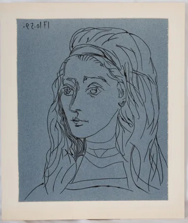 Linogravura Picasso - Portrait de Jacqueline