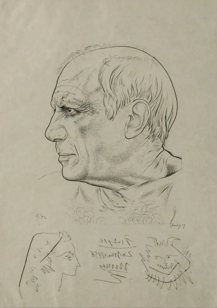 Gravura Picasso - Portrait of Pablo Picasso with Remarques for Témoignage, 1956
