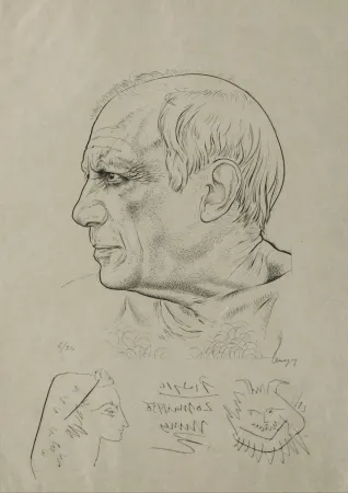 Gravura Picasso - Portrait of Pablo Picasso with Remarques for Témoignage, 1956