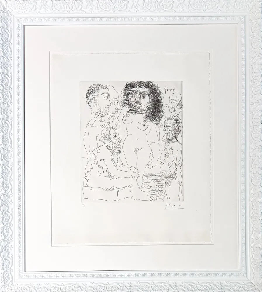Gravura Picasso - Réflexion du vieux peintre sur la femme