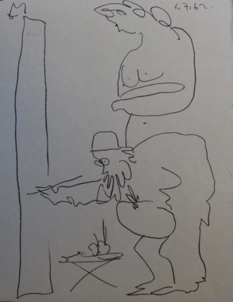 Litografia Picasso - Regards sur Paris - The painter and his model