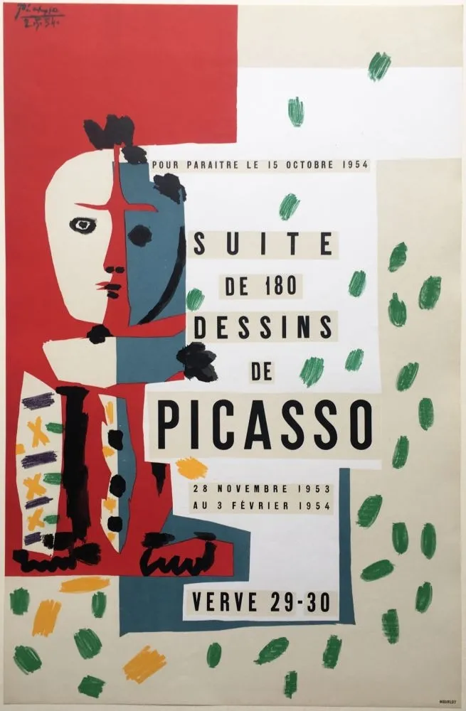 Cartaz Picasso - SUITE DE 180 DESSINS. VALLAURIS VERVE 29-30. 1953-1954