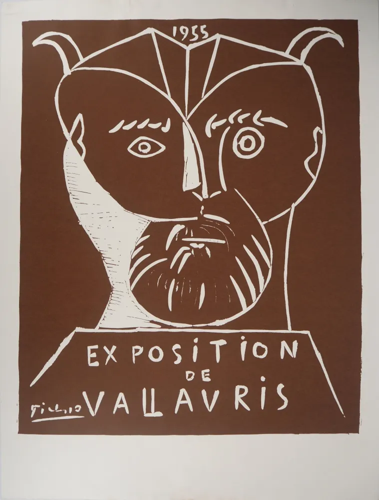 Linogravura Picasso - Tête de Faune, Vallauris 1955