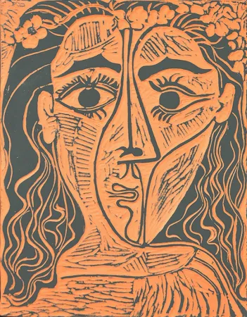 Cerâmica Picasso - Tête de femme à la couronne de fleurs (Woman’s Head with Crown of Flowers), 1964