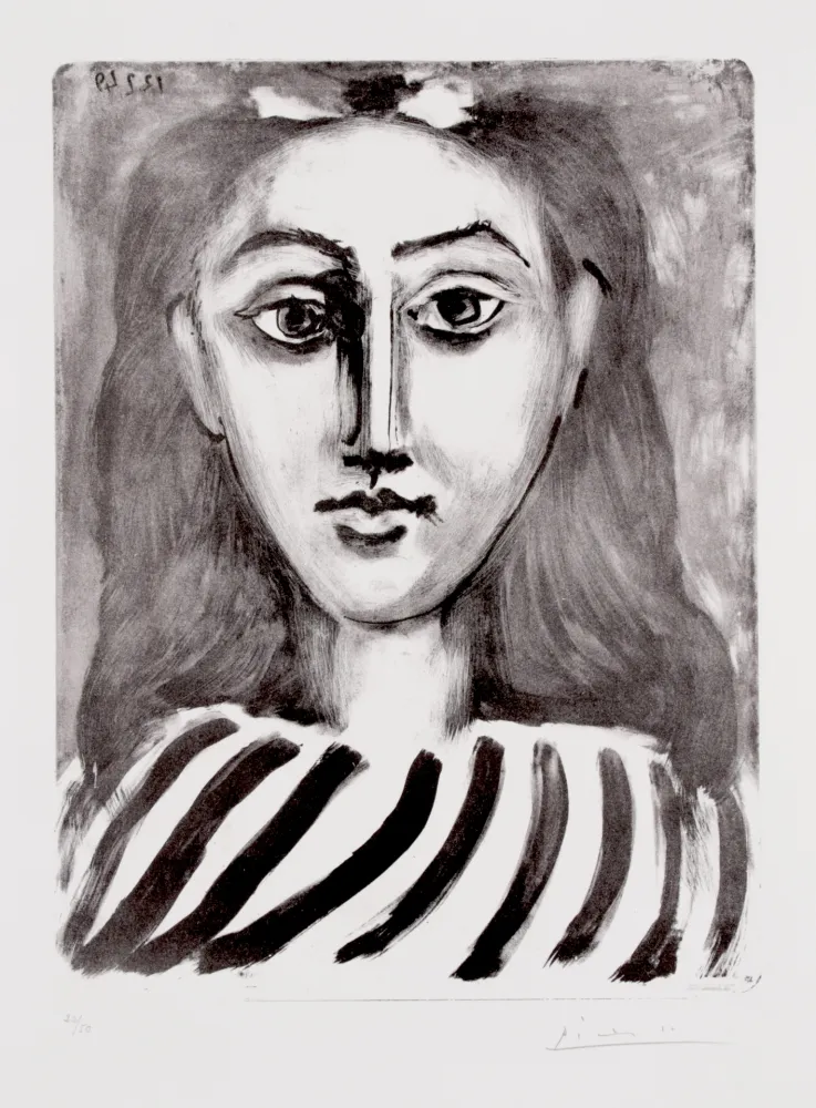 Litografia Picasso - Tête de jeune fille – Portrait de Françoise