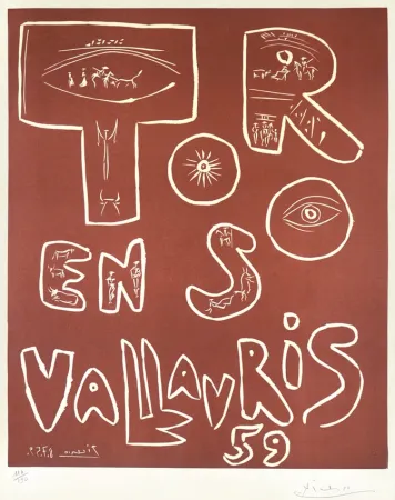 Linogravura Picasso - Toros en Vallauris, 1959