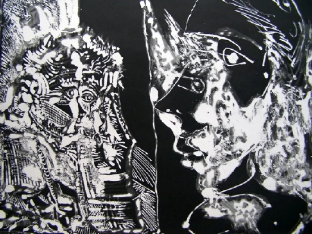 Água-Tinta Picasso - TWO BUSTS (WHITE LINE)