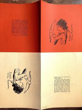 Sem Técnica Picasso - Two Rare Lithographs after drawings, 2 Rare Invitations on vellum paper with filigran, 70's