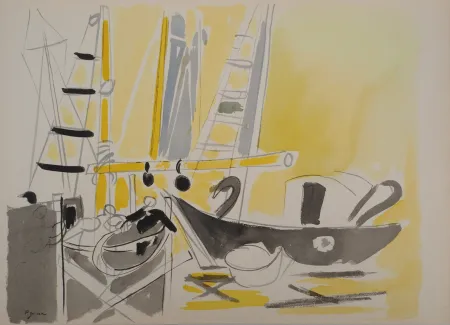 Litografia Pignon - Belgique, bateaux à Ostende