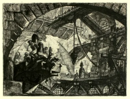 Gravura Piranesi - Prisoners on a projecting Platform (Carceri X)
