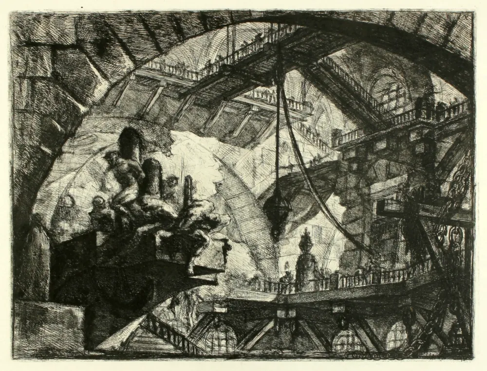 Gravura Piranesi - Prisoners on a Projecting Platform (No. 10 from 