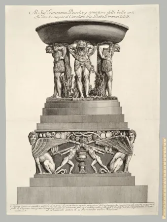 Água-Forte Piranesi - VASCA DI GRANITO SORRETTA DA QUATTRO FAUNI