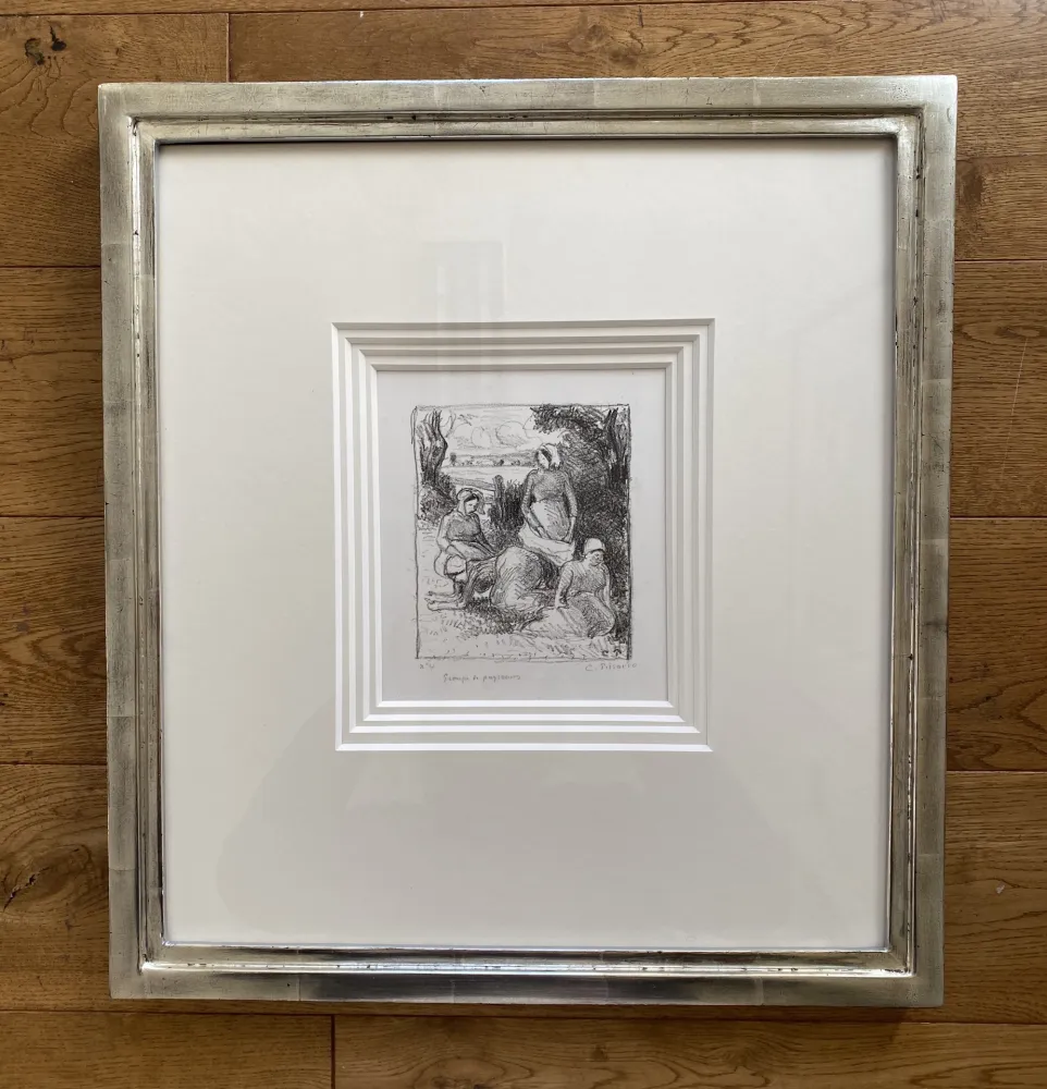 Litografia Pissarro - Group de paysans 