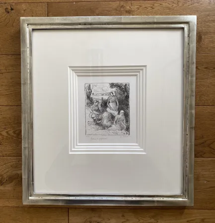 Litografia Pissarro - Group de paysans 